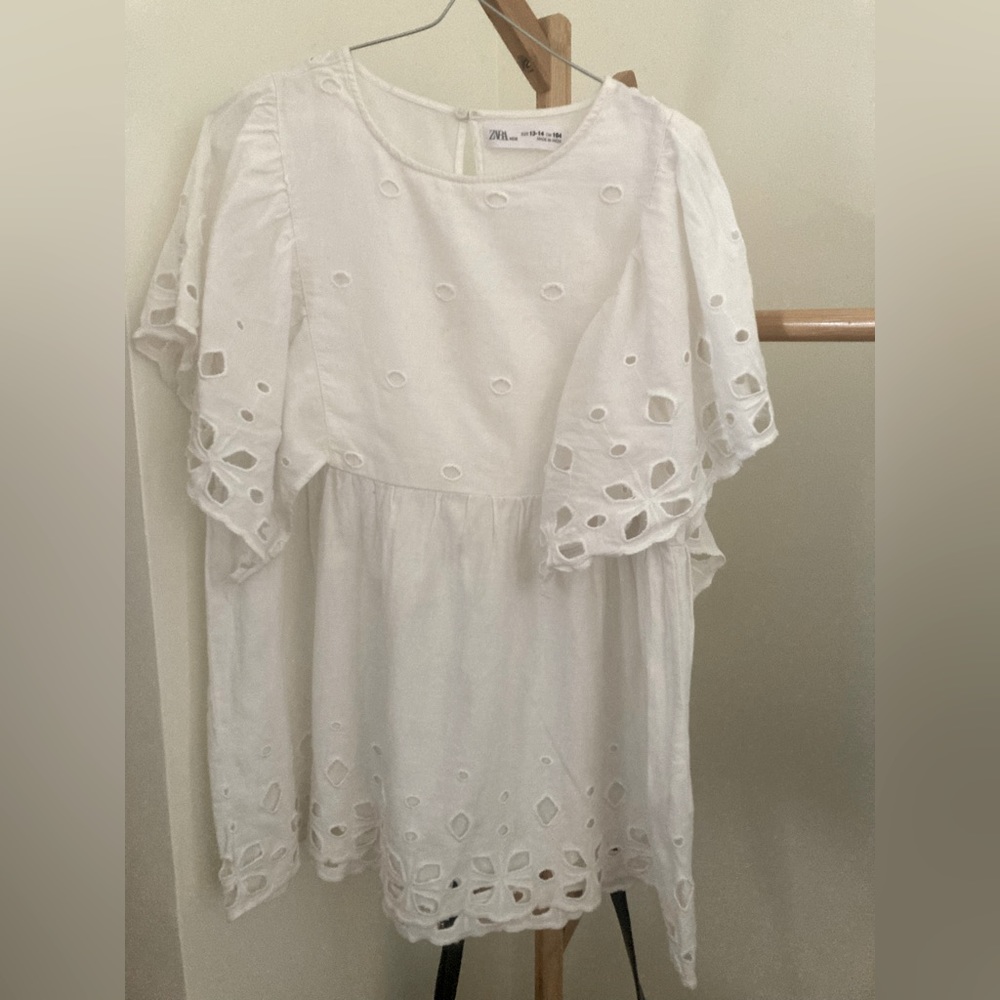 ZARA ruffled sleeves white blouse - Picture 1 of 5